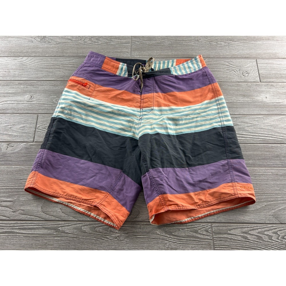 Patagonia Mens Size 35 Swim Trunks Boardshorts Multicolor Stripe Drawstring